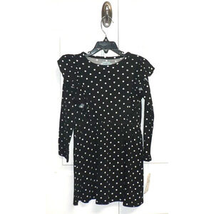 Harper Canyon Girls Long Sleeve Ruffle Dress Black & White Polka Dots Sz 4 $18